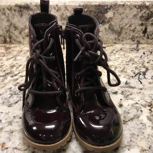 Burgundy Patent Leather Combat Boots